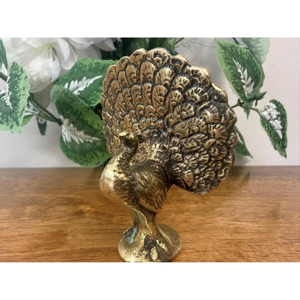 Vintage Brass‎ Peacock Figurine Decor Mid-Century Bird Sculpture Bird Lover Gift
